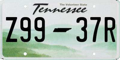 TN license plate Z9937R