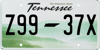 TN license plate Z9937X