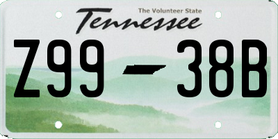 TN license plate Z9938B