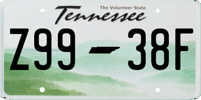 TN license plate Z9938F