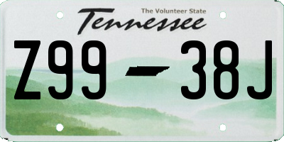 TN license plate Z9938J