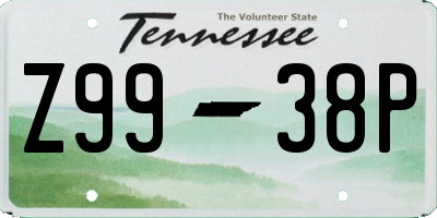 TN license plate Z9938P