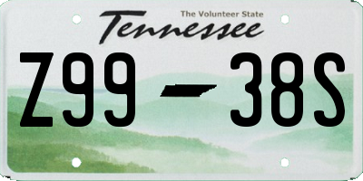 TN license plate Z9938S
