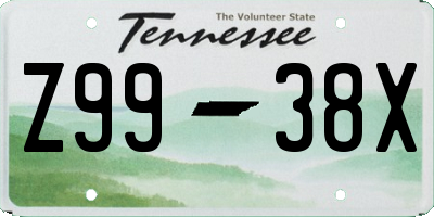 TN license plate Z9938X