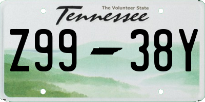 TN license plate Z9938Y