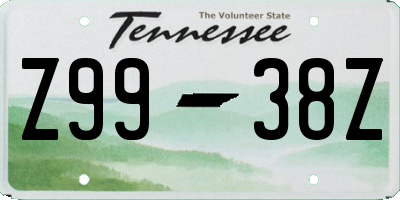 TN license plate Z9938Z