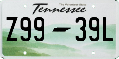TN license plate Z9939L