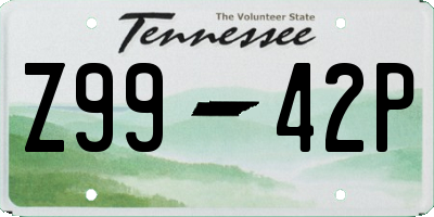 TN license plate Z9942P