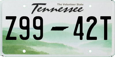 TN license plate Z9942T