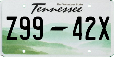 TN license plate Z9942X