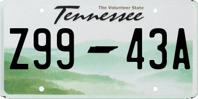 TN license plate Z9943A