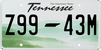 TN license plate Z9943M