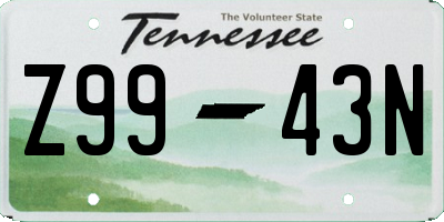 TN license plate Z9943N