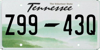 TN license plate Z9943Q