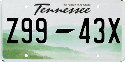 TN license plate Z9943X