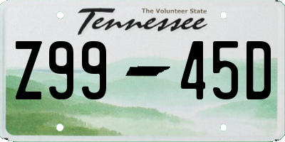 TN license plate Z9945D