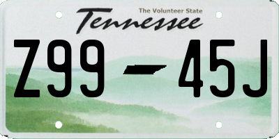 TN license plate Z9945J