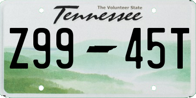 TN license plate Z9945T