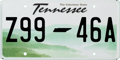 TN license plate Z9946A