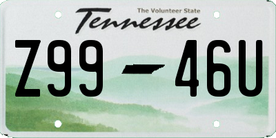 TN license plate Z9946U