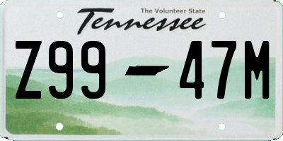 TN license plate Z9947M