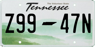 TN license plate Z9947N