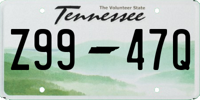 TN license plate Z9947Q