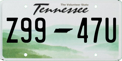 TN license plate Z9947U