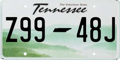 TN license plate Z9948J