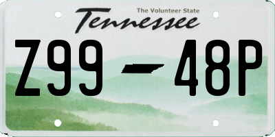 TN license plate Z9948P