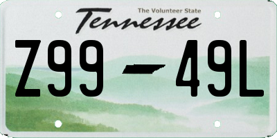 TN license plate Z9949L
