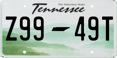 TN license plate Z9949T