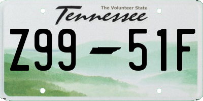TN license plate Z9951F