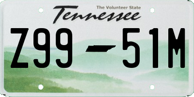 TN license plate Z9951M