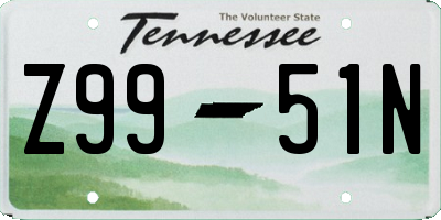 TN license plate Z9951N