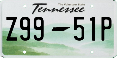 TN license plate Z9951P