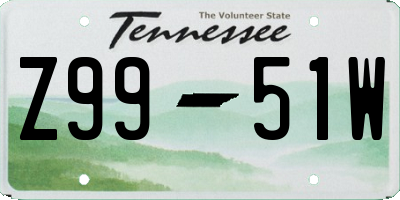 TN license plate Z9951W