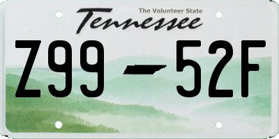 TN license plate Z9952F