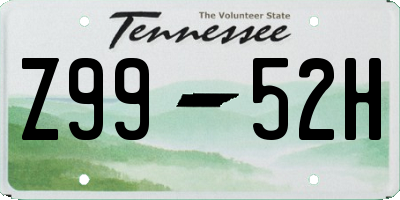 TN license plate Z9952H