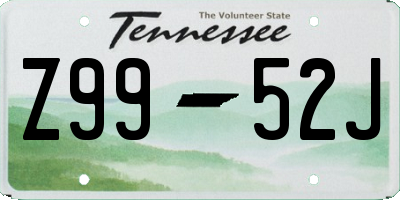 TN license plate Z9952J