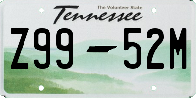 TN license plate Z9952M