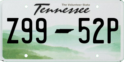 TN license plate Z9952P