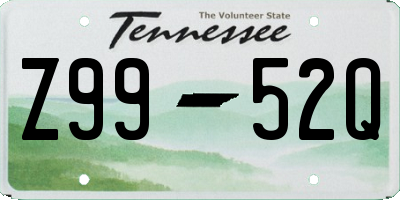 TN license plate Z9952Q