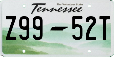 TN license plate Z9952T