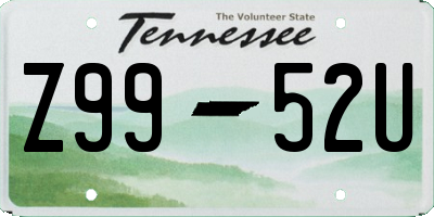 TN license plate Z9952U