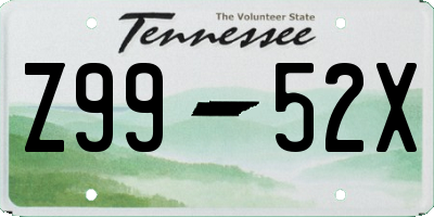 TN license plate Z9952X