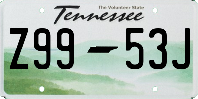 TN license plate Z9953J