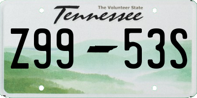 TN license plate Z9953S