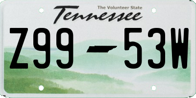 TN license plate Z9953W