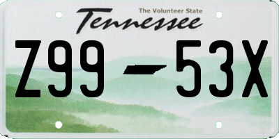 TN license plate Z9953X